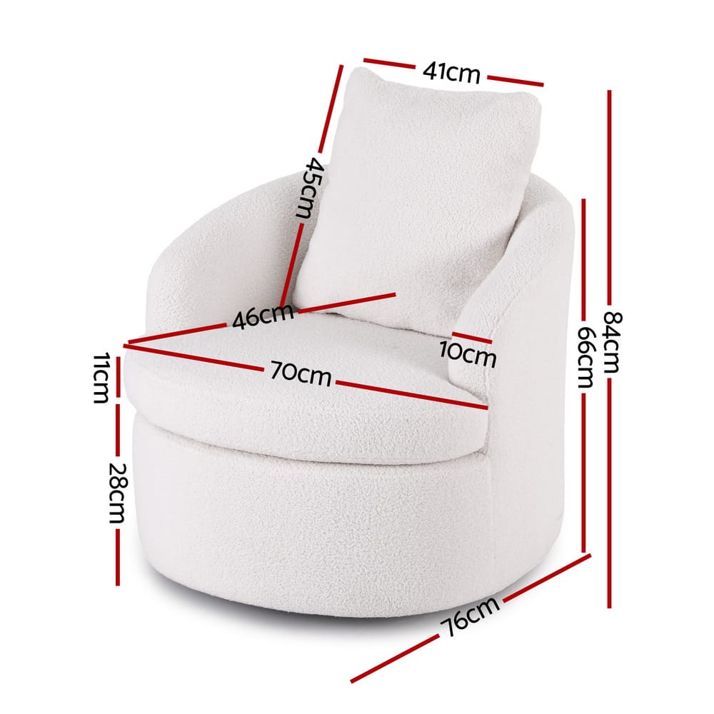 Round Swivel Armchair Extra Pillow 70x76x84cm