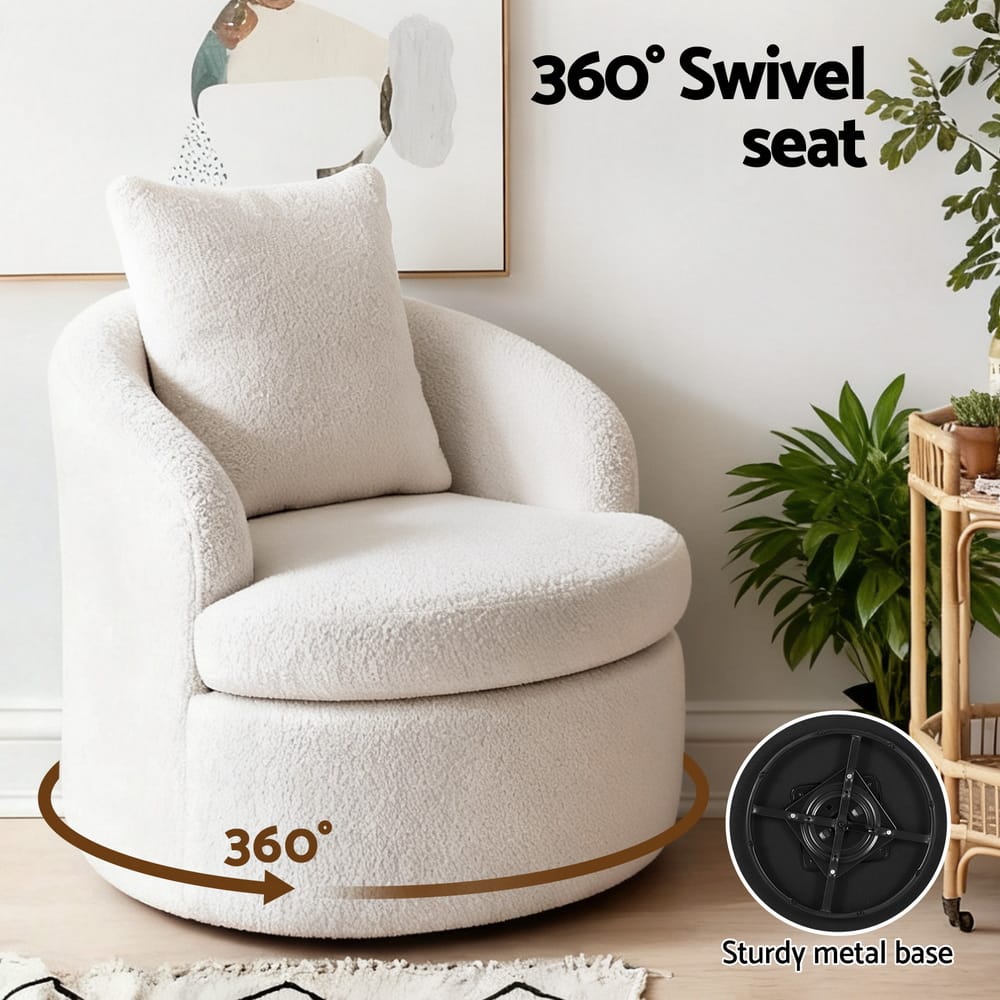 Round Swivel Armchair Extra Pillow 70x76x84cm