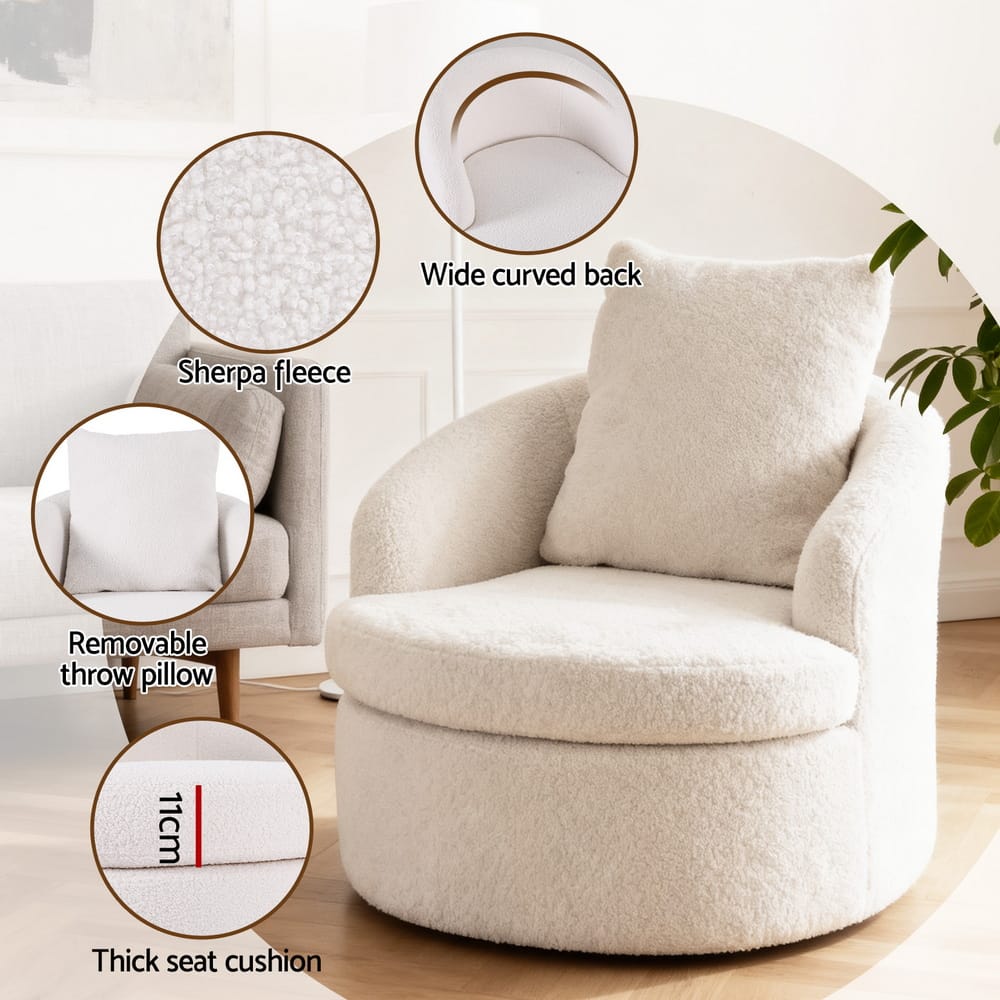 Round Swivel Armchair Extra Pillow 70x76x84cm