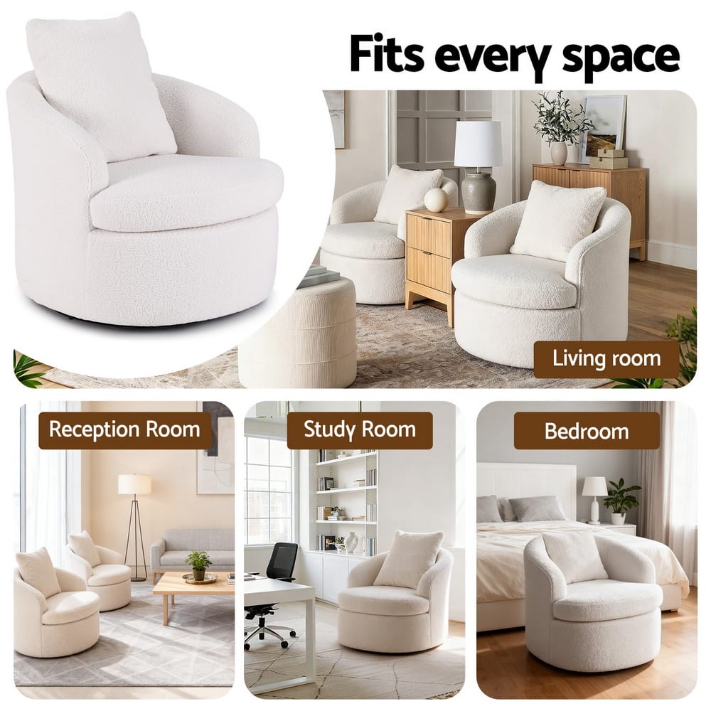 Round Swivel Armchair Extra Pillow 70x76x84cm