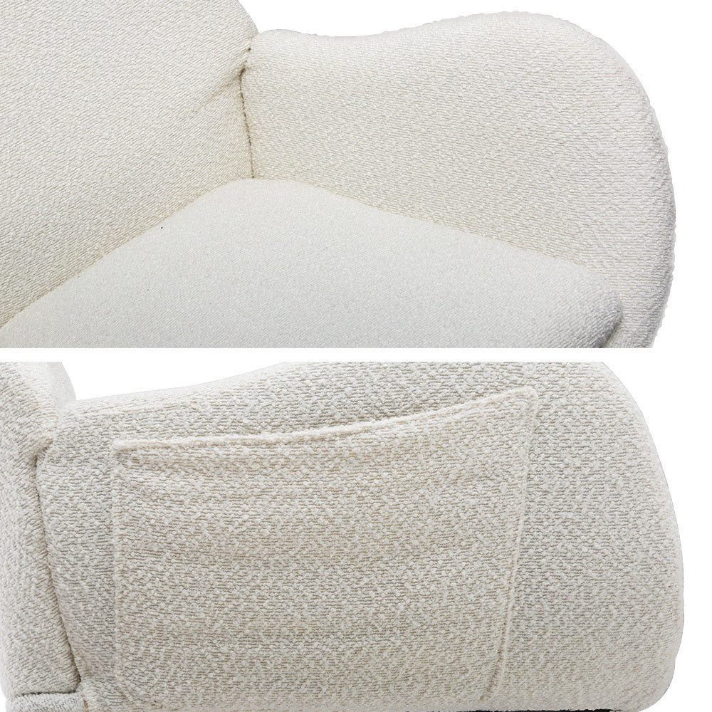 Modern Boucle Rocking Chair with Pillow - White