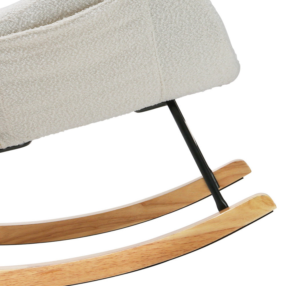 Modern Boucle Rocking Chair with Pillow - White