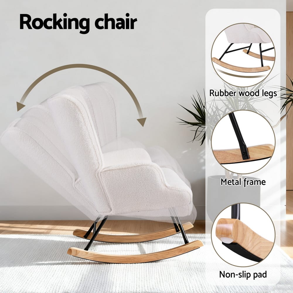 Rocking Armchair Boucle Fabric 68x74x91cm