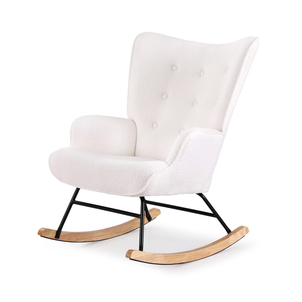 Rocking Armchair Boucle Fabric 68x74x91cm