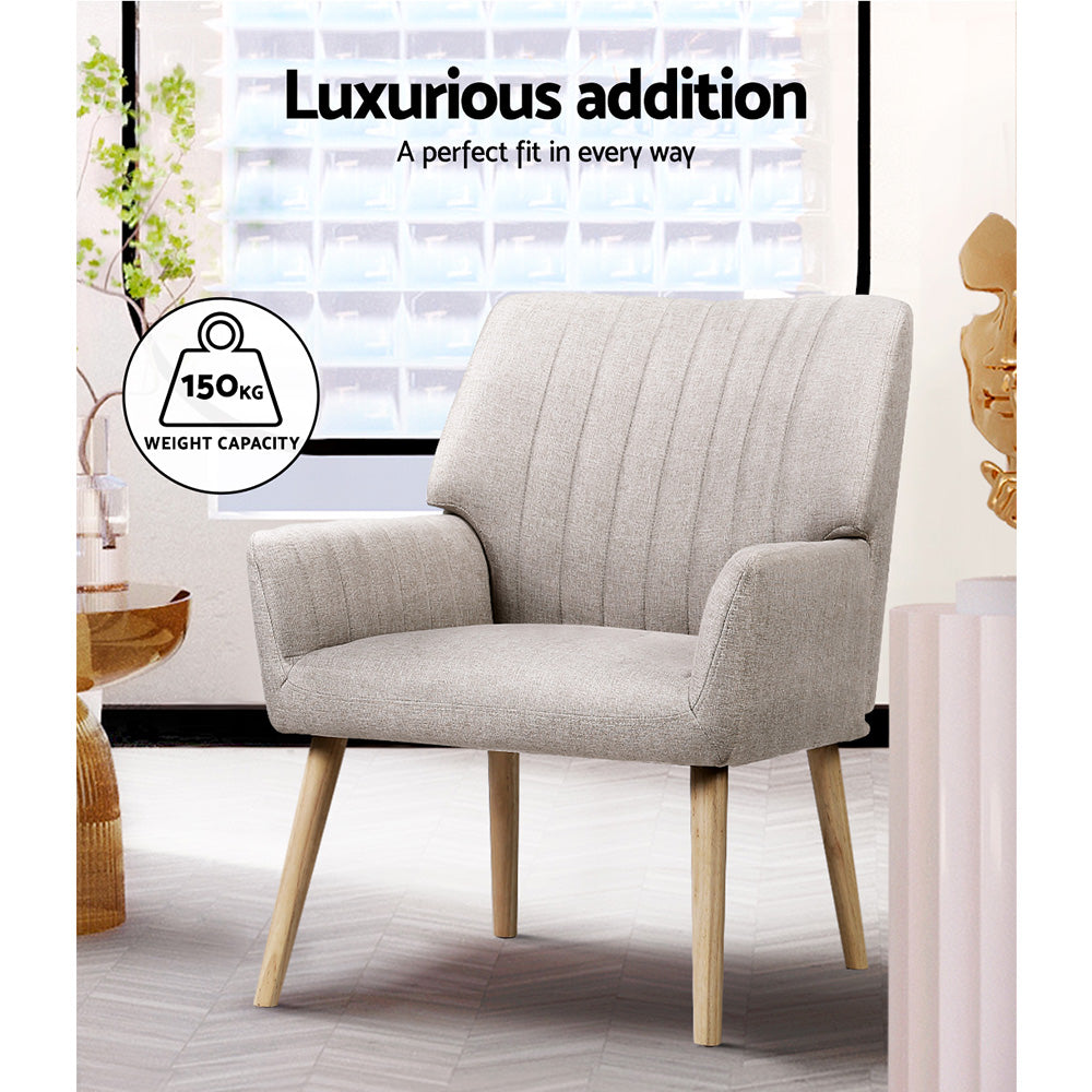 Beige Fabric Armchair Comfortable Lounge Chair