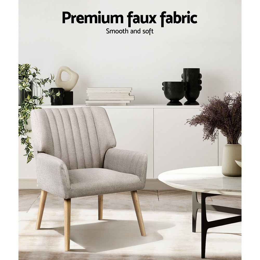 Beige Fabric Armchair Comfortable Lounge Chair