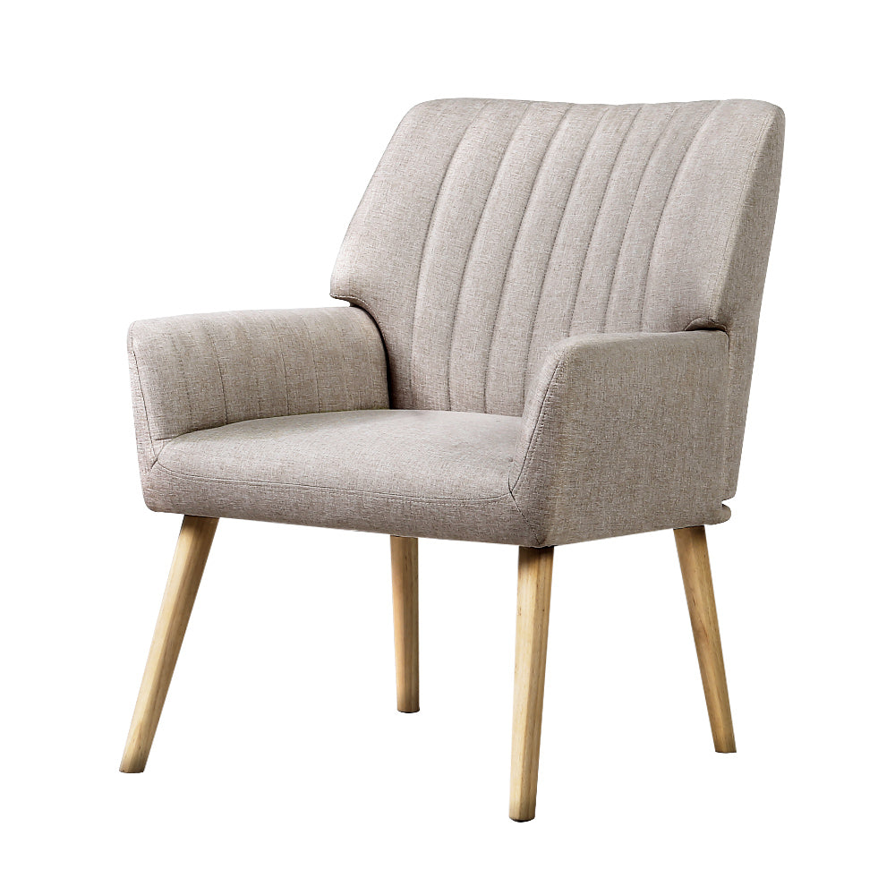 Beige Fabric Armchair Comfortable Lounge Chair
