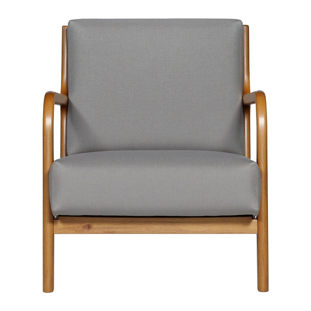 Armchair Fabric Light Grey Fabric Upholstery Wooden Frame King
