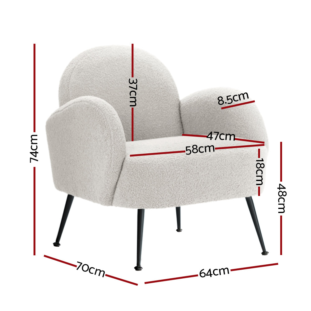 Armchair Boucle White Hanes