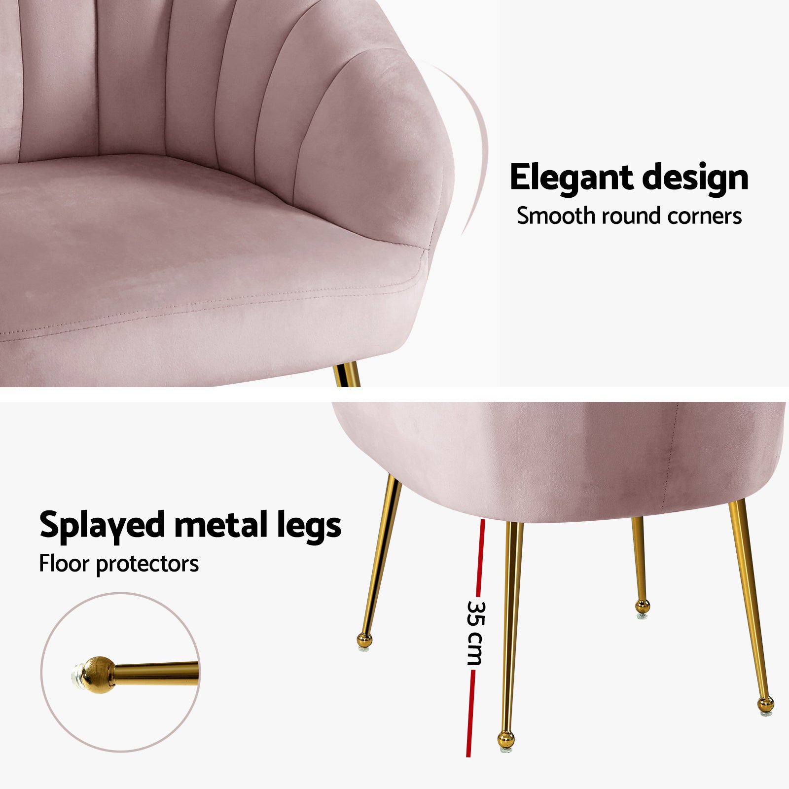 Stylish eye catching Velvet Sofa Couch Armchair-GY/ G/B/P