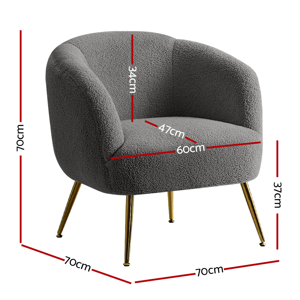 Armchair Lounge Chair Armchairs Sherpa Boucle Charcoal