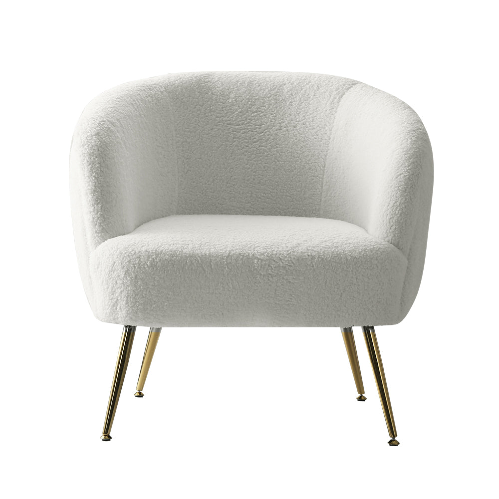 Armchair Lounge Chair Armchairs Sherpa Boucle Sofa White
