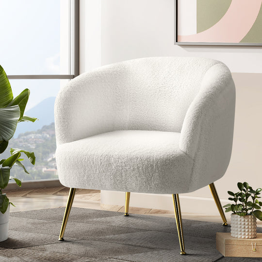 White colour - Armchair Lounge Chair Armchairs Sherpa Boucle Sofa White