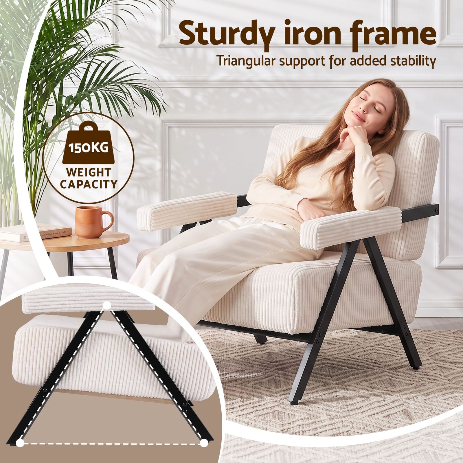 Compressed Armchair White Velvet 74x81x73cm