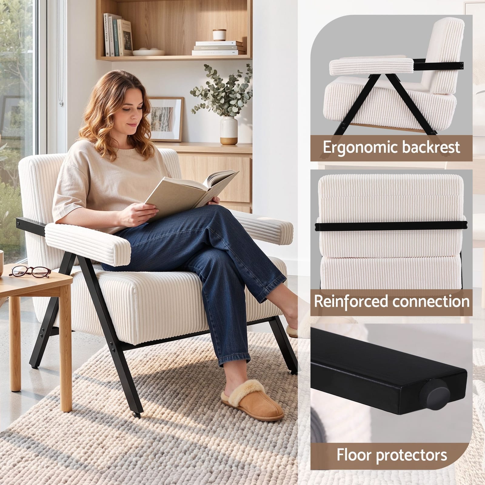 Compressed Armchair White Velvet 74x81x73cm
