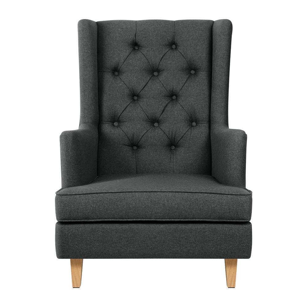 Rocking Chair Armchair Linen Fabric Charcoal Gaia
