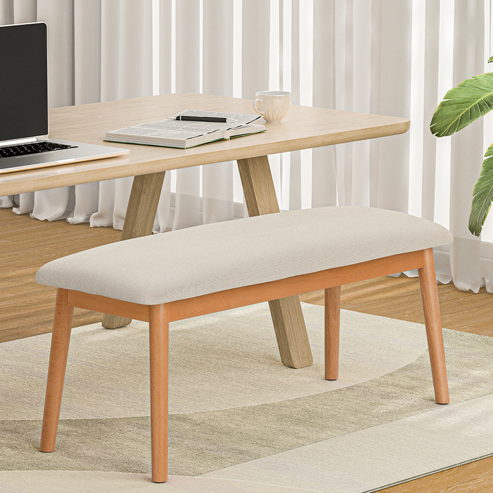Kitchen & Dining Chairs - Dining Bench Upholstery Seat Wooden Chair 106Cm