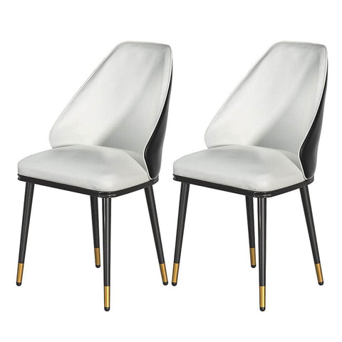 Dining Chairs Set Of 2 Leather Seat White And Black