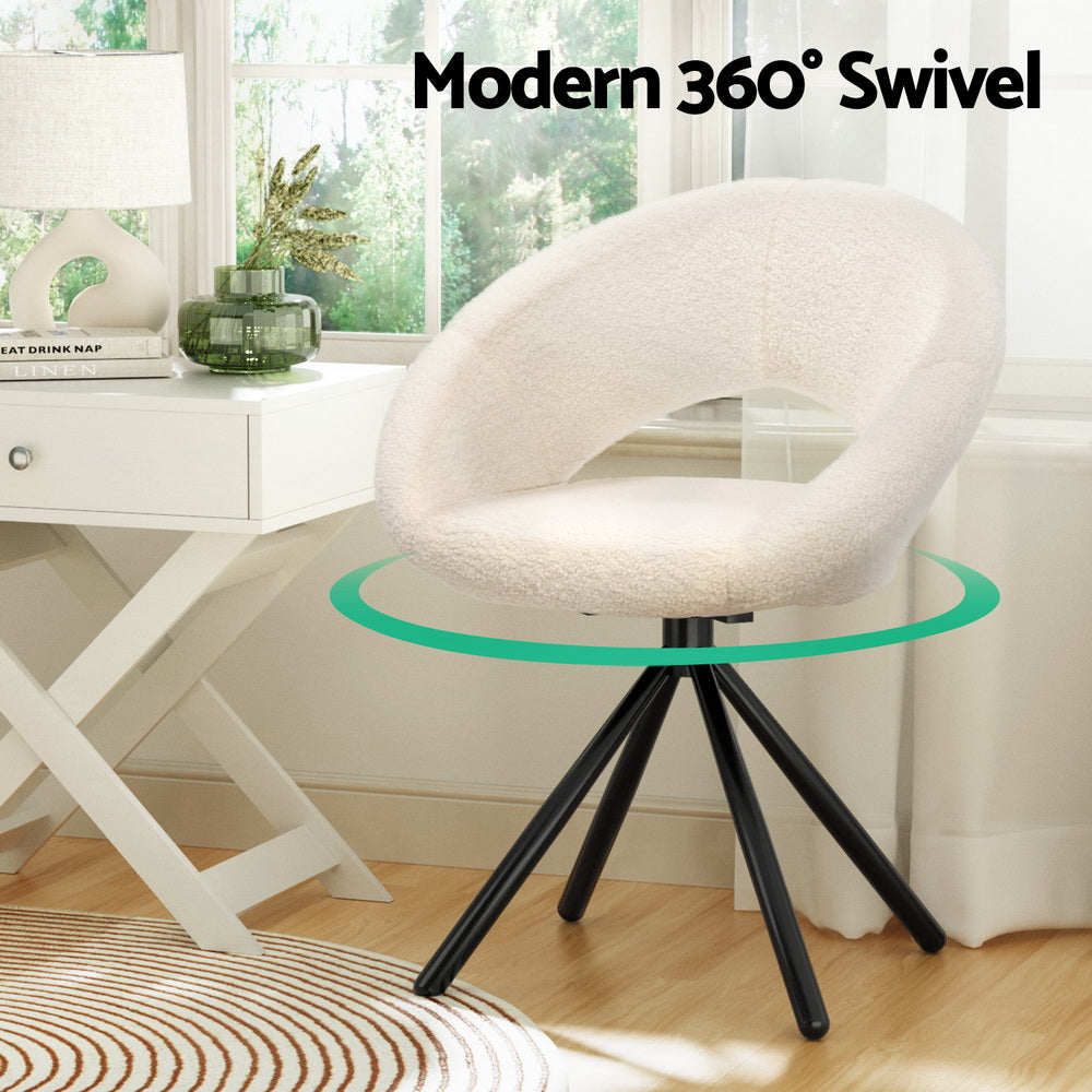 Dining Chairs Set Of 2 Sherpa Boucle Swivel Base | Kitchen & Dining Chairs - photo 6