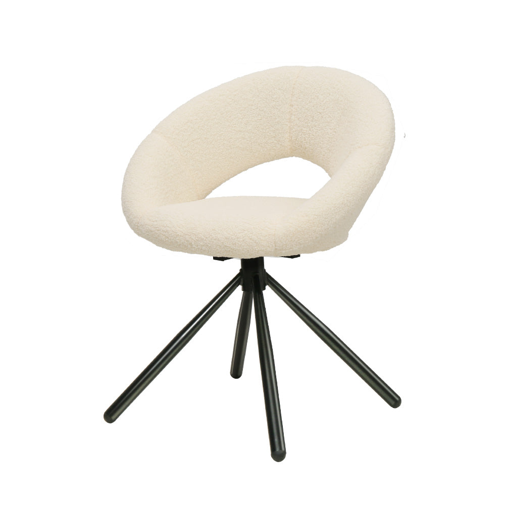 Dining Chairs Set Of 2 Sherpa Boucle Swivel Base | Kitchen & Dining Chairs