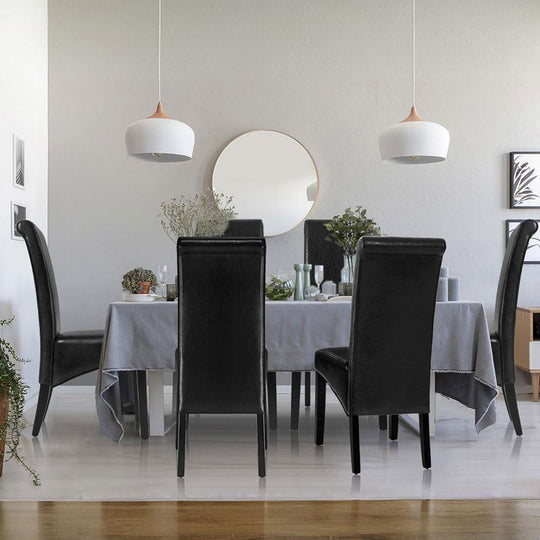 Dining Chairs Set Of 2 Leather Parsons Chair Black