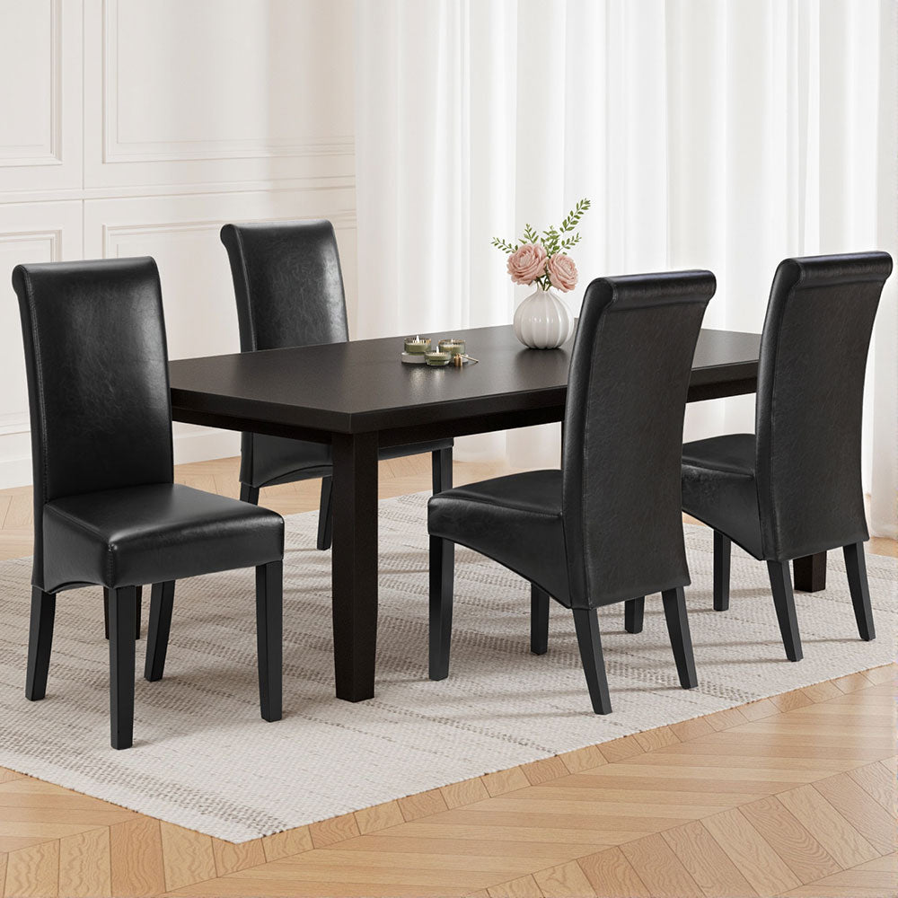Comfortable Beige Linen Dining Chairs, Set of 4 with Wood Frame, Linen finish