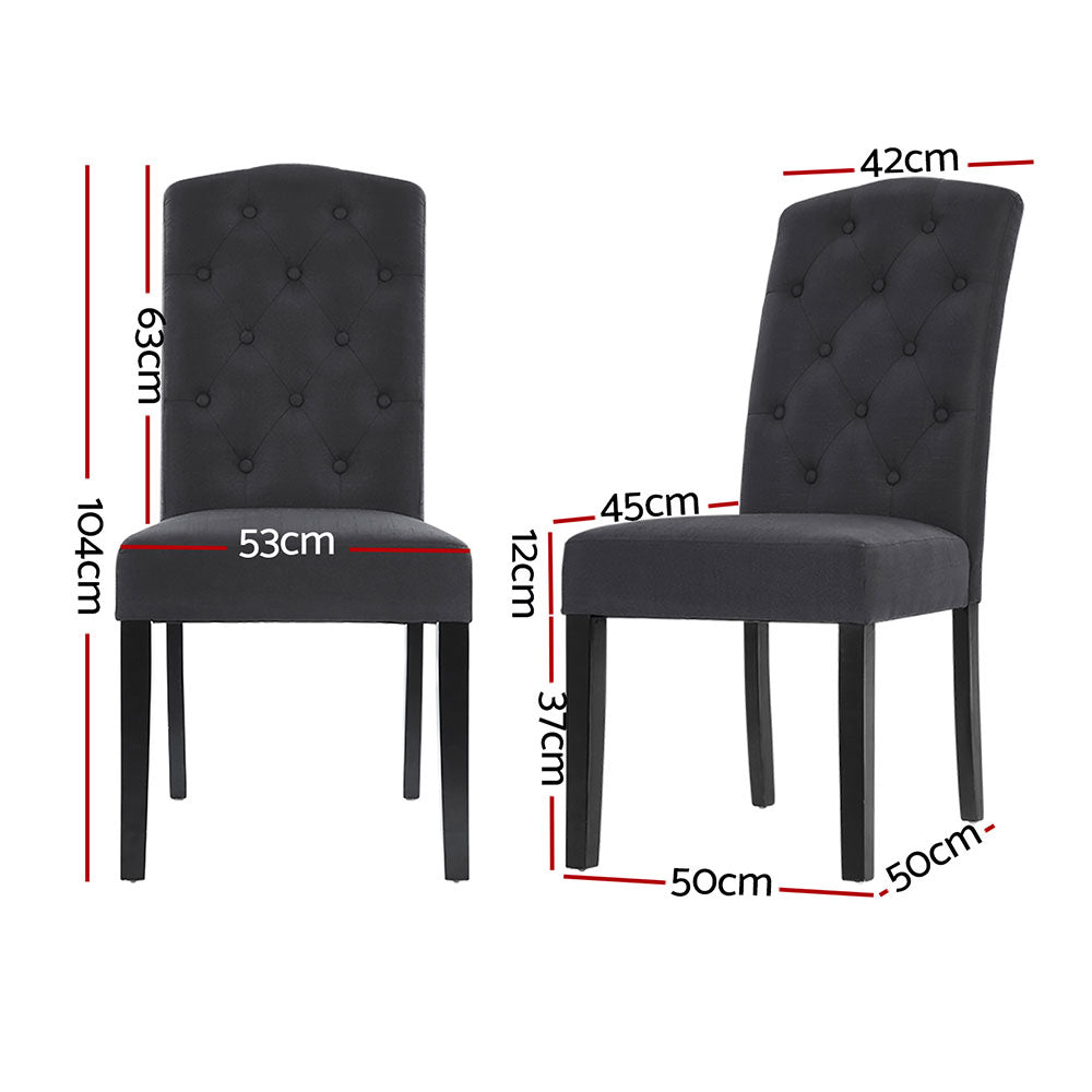 Dark Grey Linen Parsons Chairs, Set of 4 for Dining Room - Stylish | Kitchen & Dining Chairs