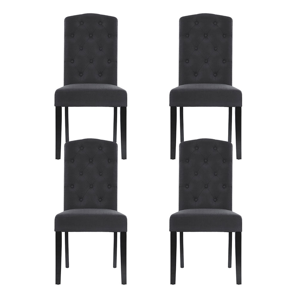Dark Grey Linen Parsons Chairs, Set of 4 for Dining Room - Stylish | Grey colour