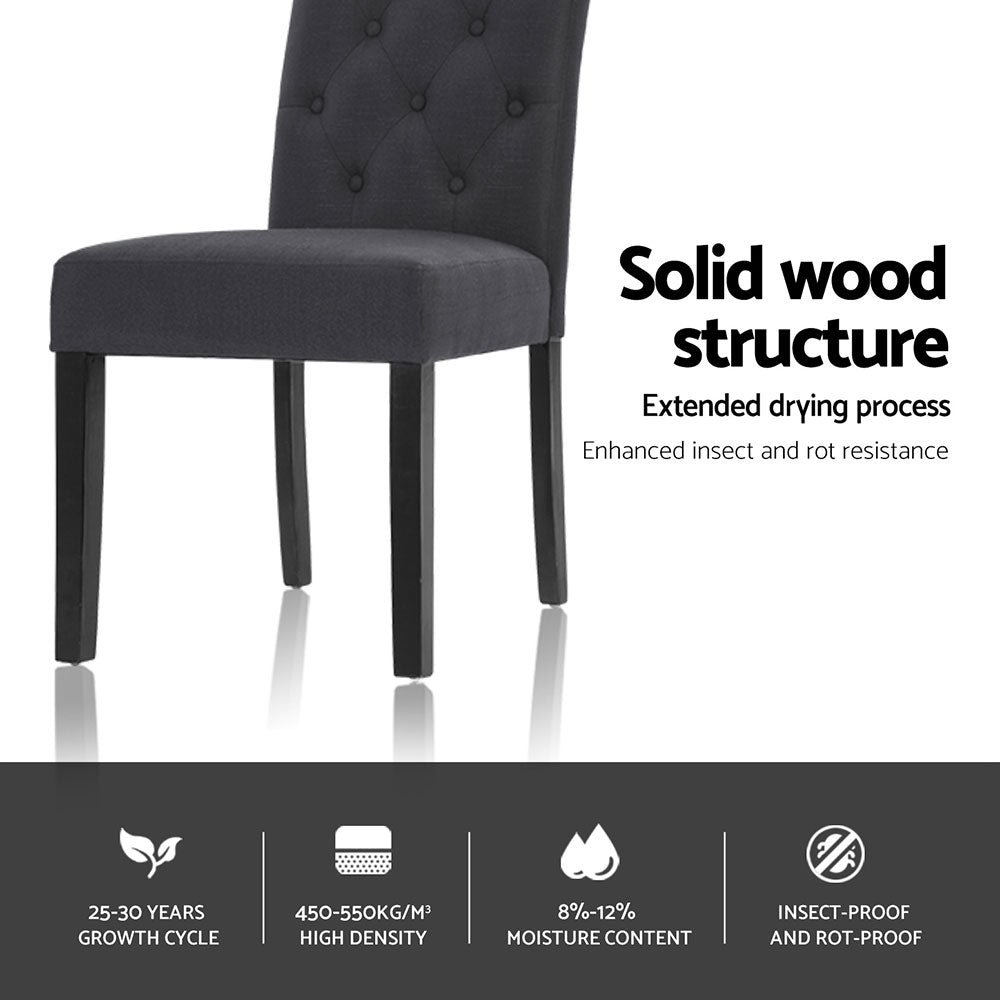 Grey colour - Dark Grey Linen Parsons Chairs, Set of 4 for Dining Room - Stylish