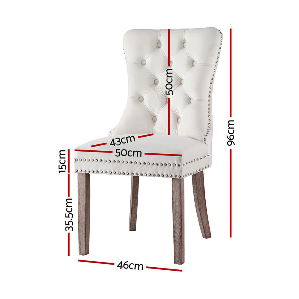 1 Set of 2 Dining Chairs Beige/Black/Grey Velvet