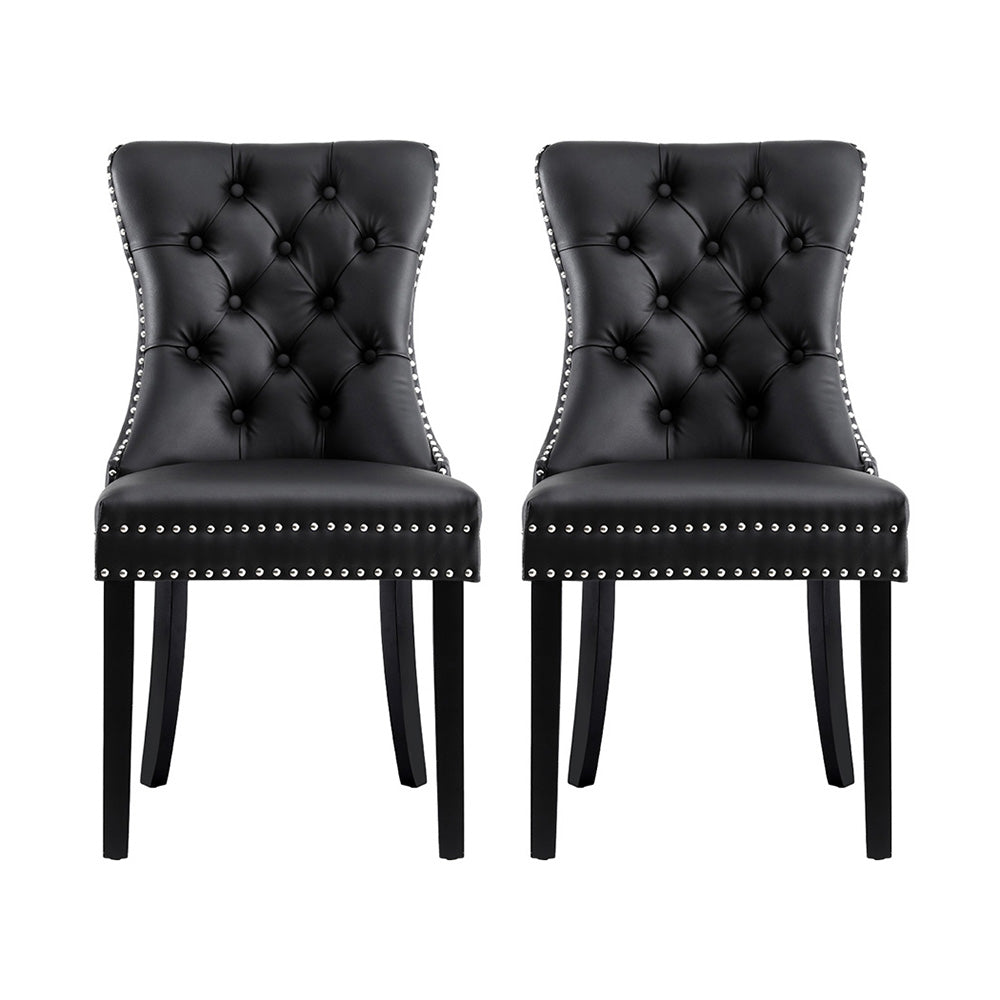 1 Set of 2 Dining Chairs Beige/Black/Grey Velvet