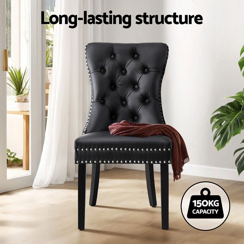 1 Set of 2 Dining Chairs Beige/Black/Grey Velvet, Kitchen & Dining Chairs