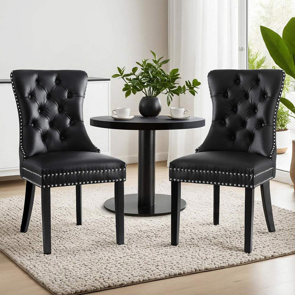 1 Set of 2 Dining Chairs Beige/Black/Grey Velvet