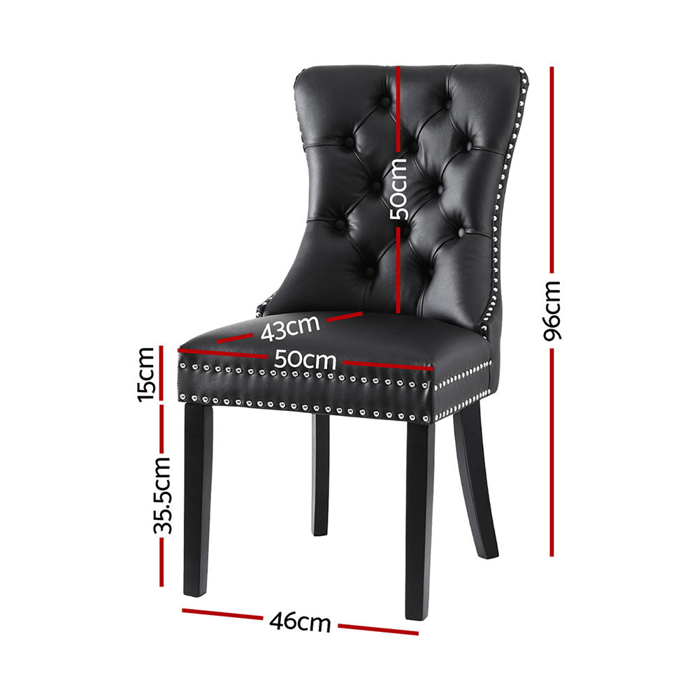 4-Piece Set of Black Leather Dining Chairs – Stylish & Durable