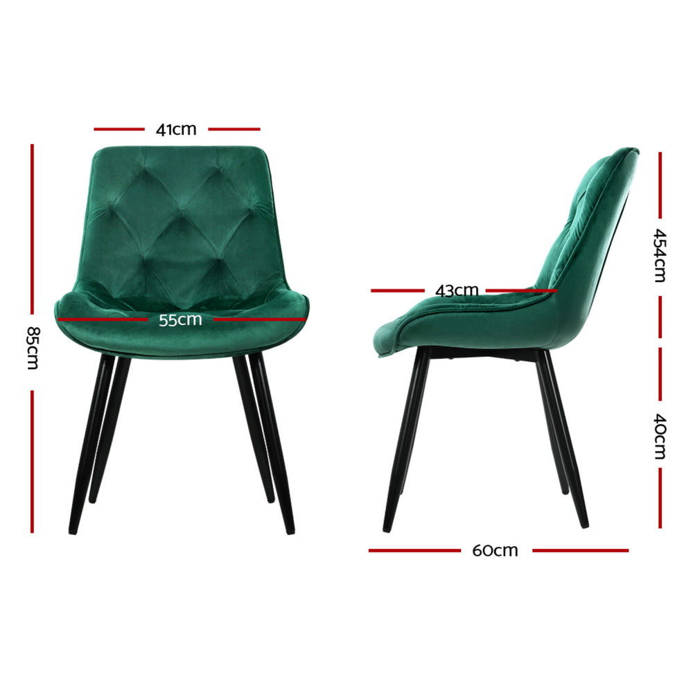 Elegant Diamond Tufted Velvet Dining Chairs, Set of 4 – Green | Kitchen & Dining Chairs