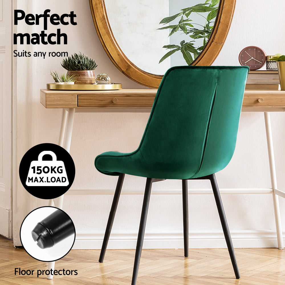 Elegant Diamond Tufted Velvet Dining Chairs, Set of 4 – Green | Velvet finish