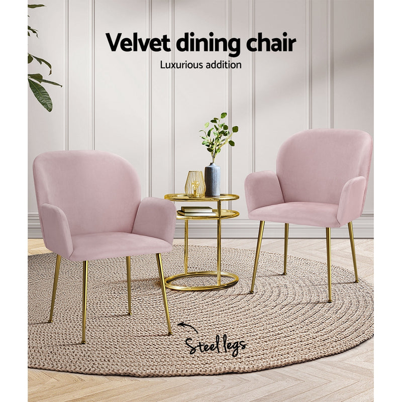 2 Dining Chairs Armchair Cafe Chair Upholstered Velvet