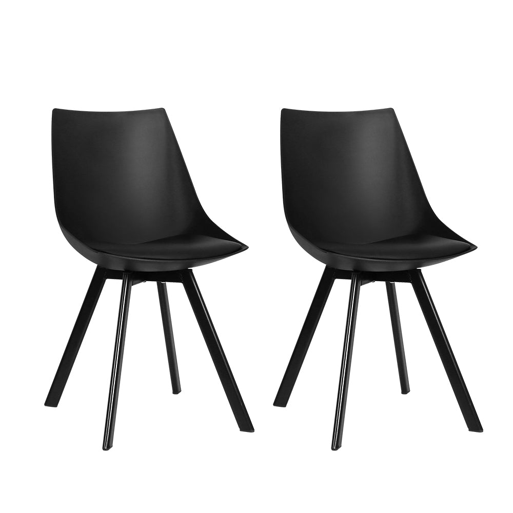 Lylette Cafe Padded Seat - Dining Chairs Set Of 2 Pu Leather Plastic Metal Black