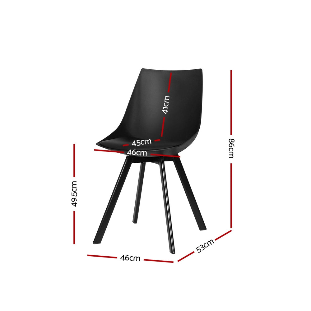Black colour - Dining Chairs Set Of 2 Pu Leather Plastic Metal Black
