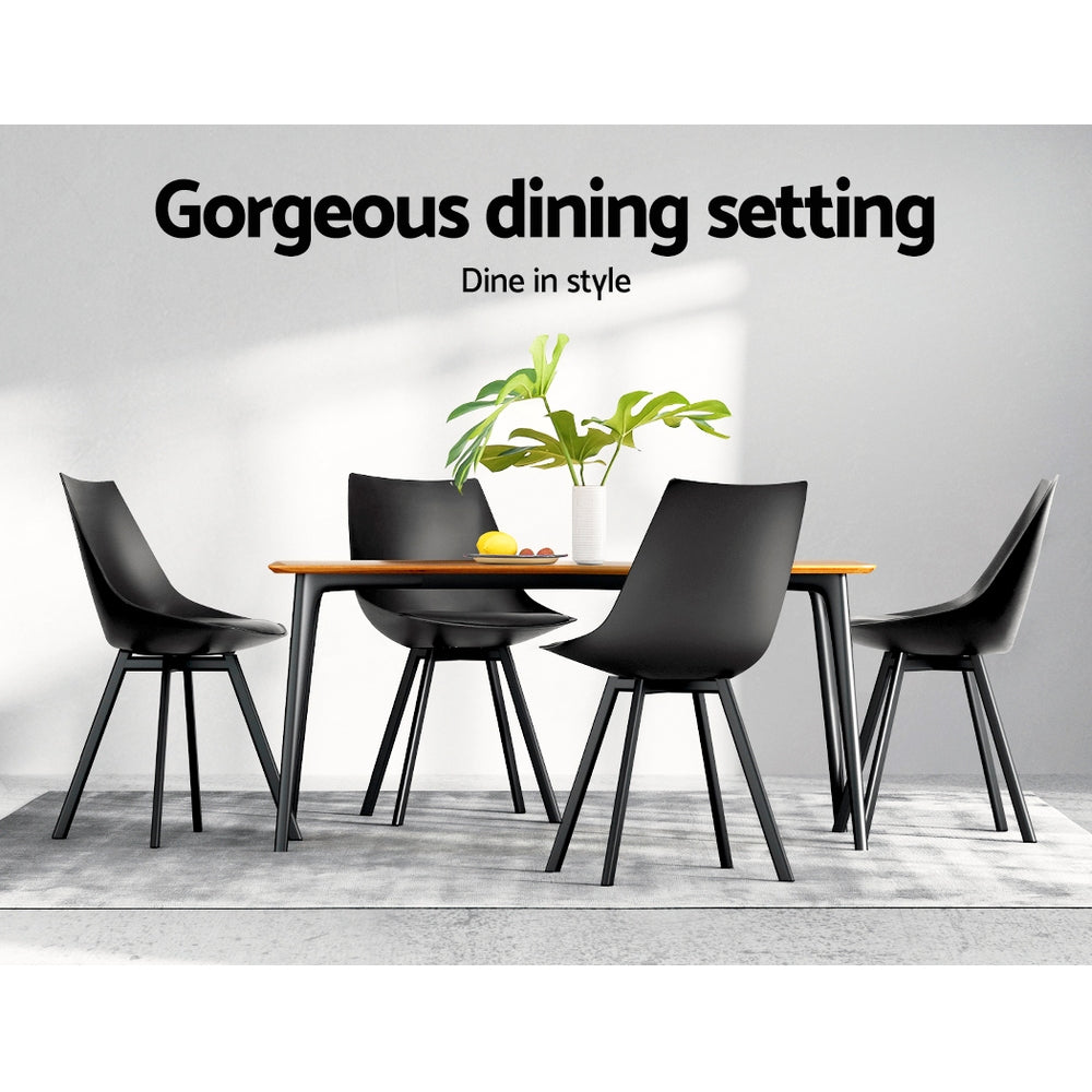 Table & Bar Stools - Dining Chairs Set Of 2 Pu Leather Plastic Metal Black