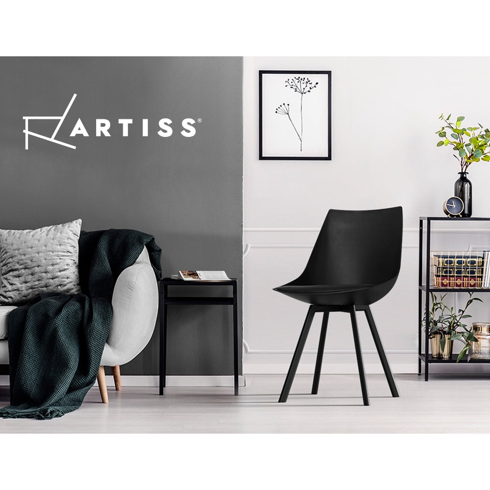 Dining Chairs Set Of 2 Pu Leather Plastic Metal Black | Black colour