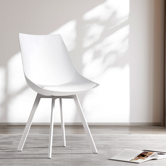 Lylette Cafe Padded Seat - Dining Chairs Set Of 2 Pu Leather Plastic Metal White