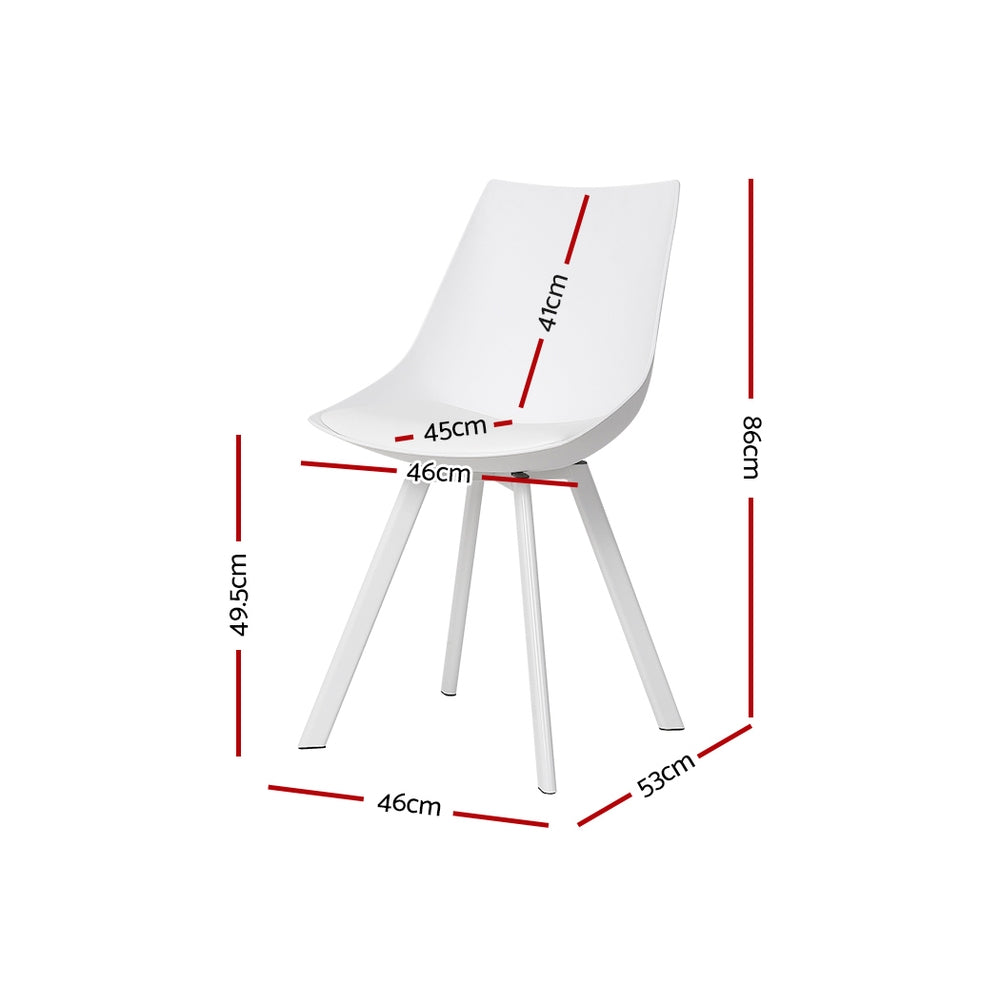White colour - Dining Chairs Set Of 2 Pu Leather Plastic Metal White