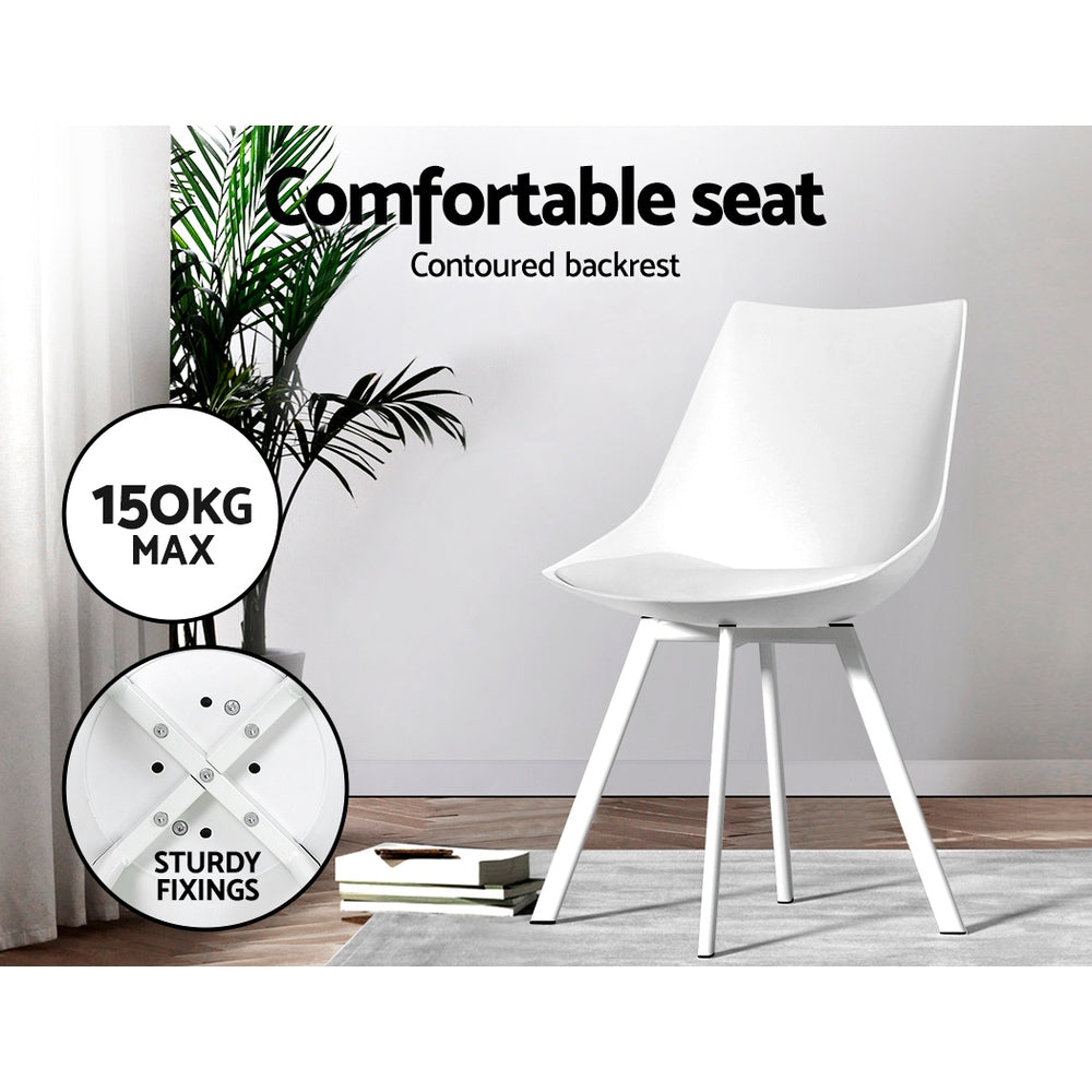 Leather finish - Dining Chairs Set Of 2 Pu Leather Plastic Metal White