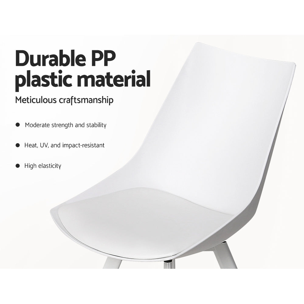 Dining Chairs Set Of 2 Pu Leather Plastic Metal White - Lylette Cafe Padded Seat