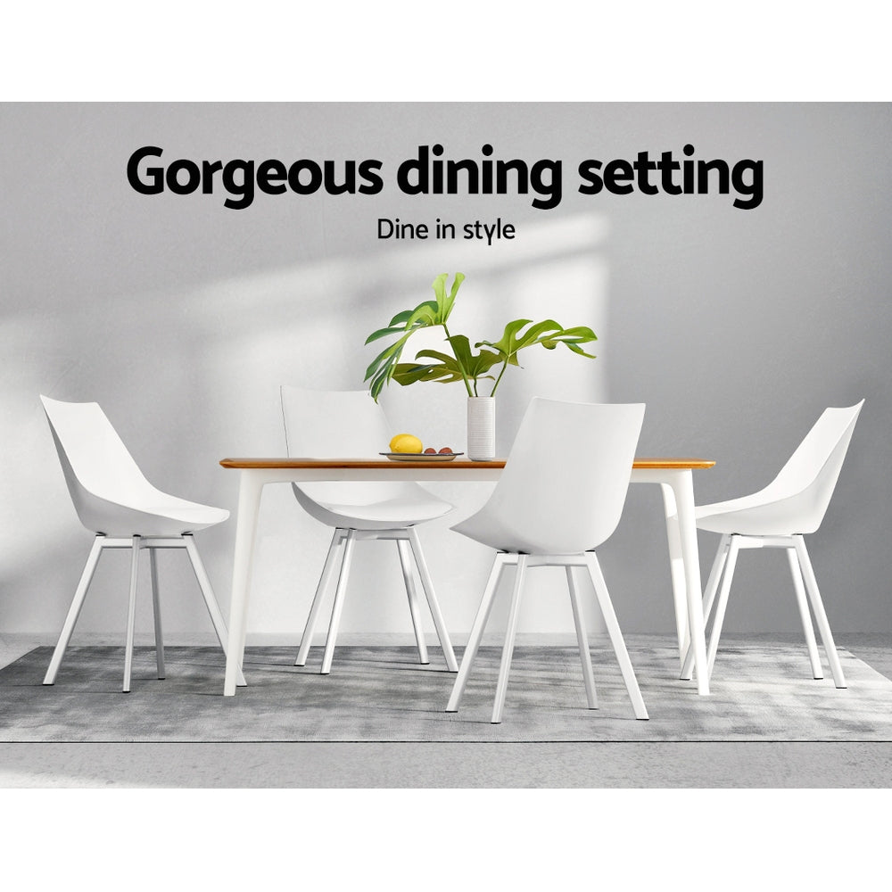 Outdoor Chairs - Dining Chairs Set Of 2 Pu Leather Plastic Metal White