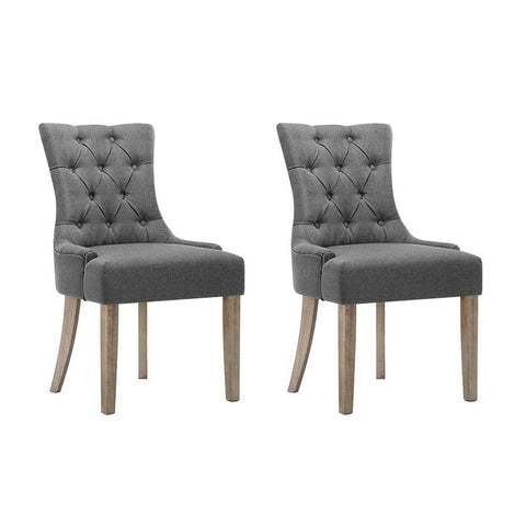 2X Dining Chair Cayes French Chairs Wooden Fabric Retro Cafe