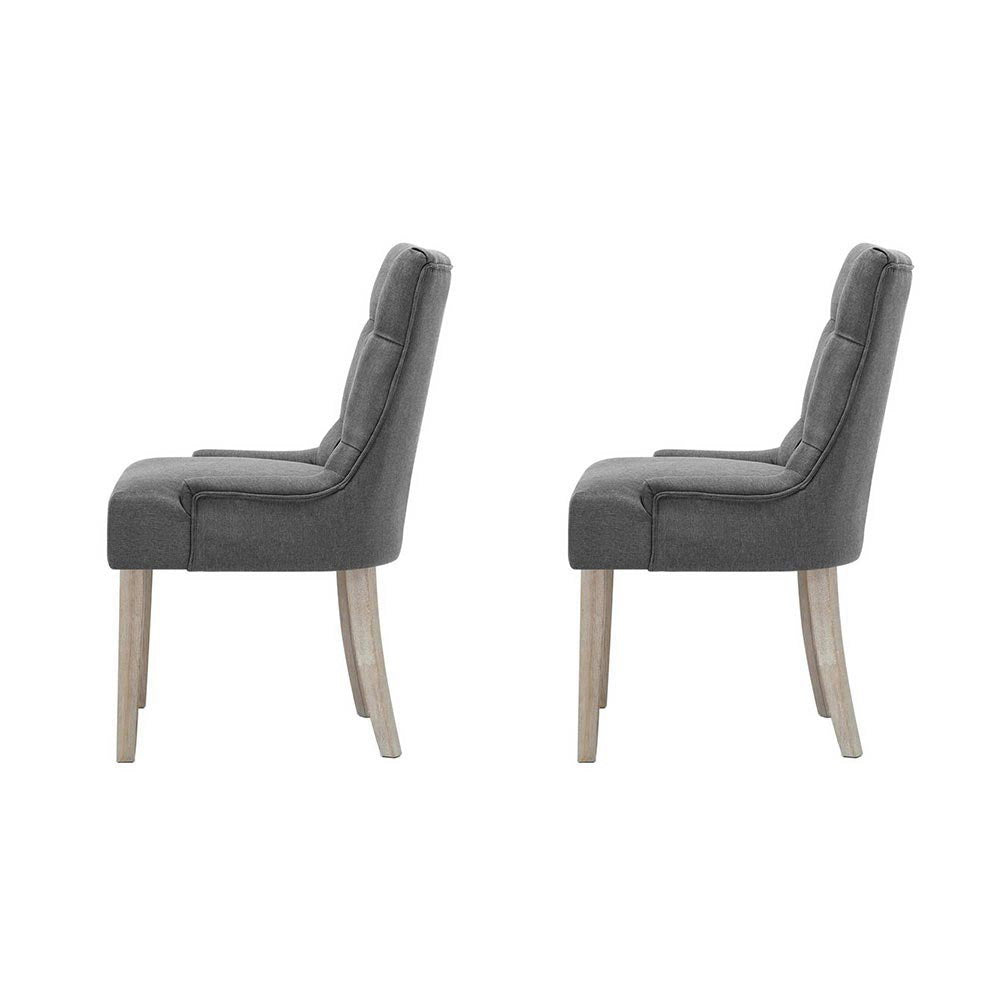 Dining Chairs Set Of 2 Linen French Provincial Grey