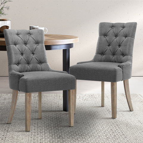 2X Dining Chair Cayes French Chairs Wooden Fabric Retro Cafe