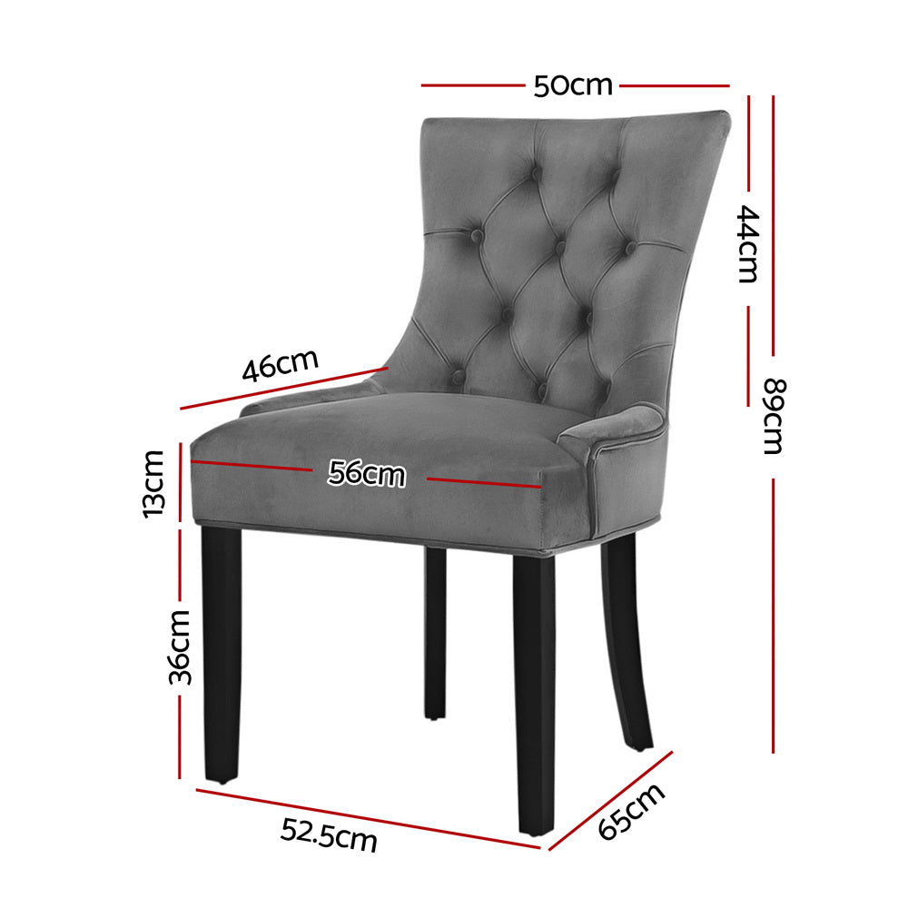 Dining Chairs Set Of 2 Velvet French Provincial Grey